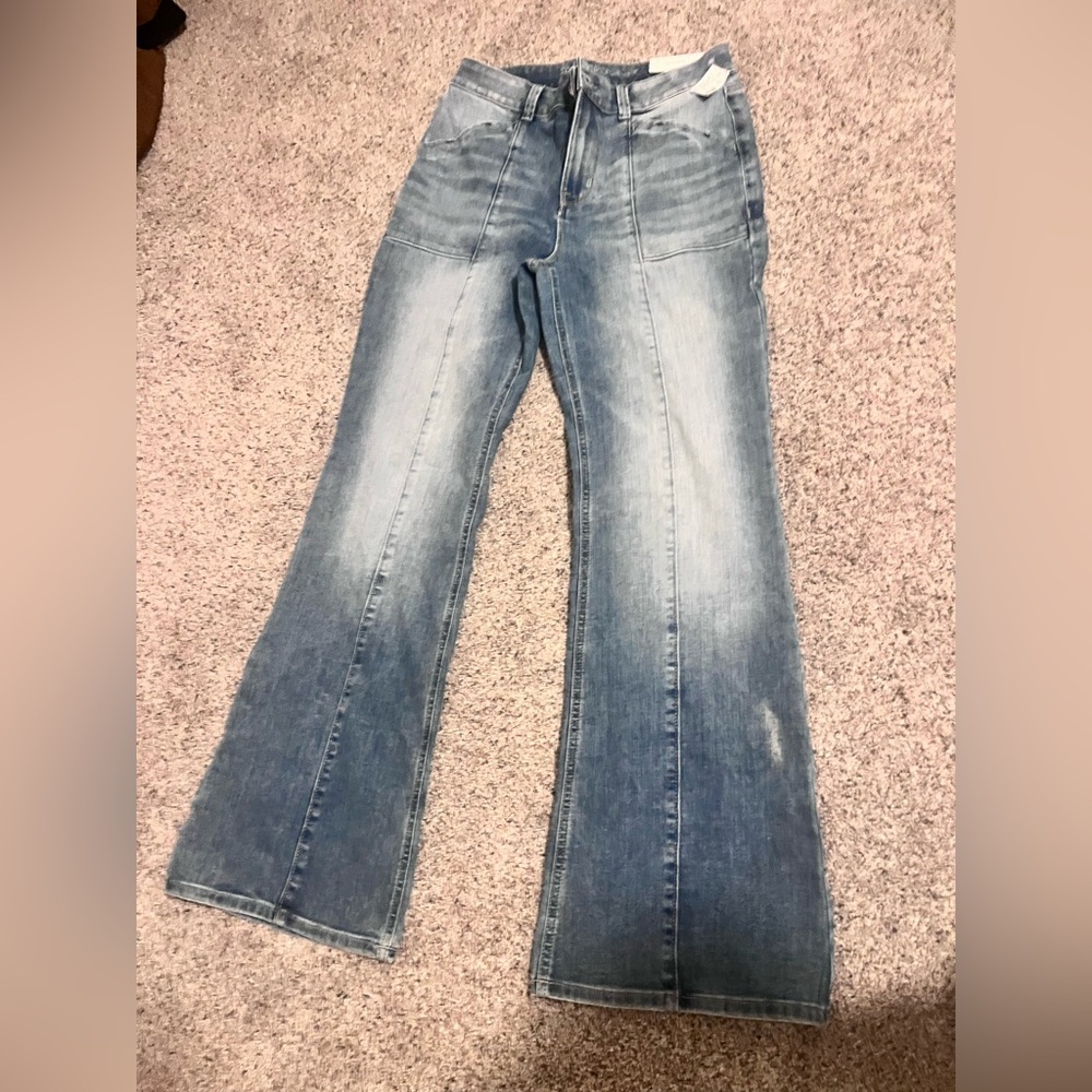 Cool comfort flares, “m jeans” by Maurice’s.